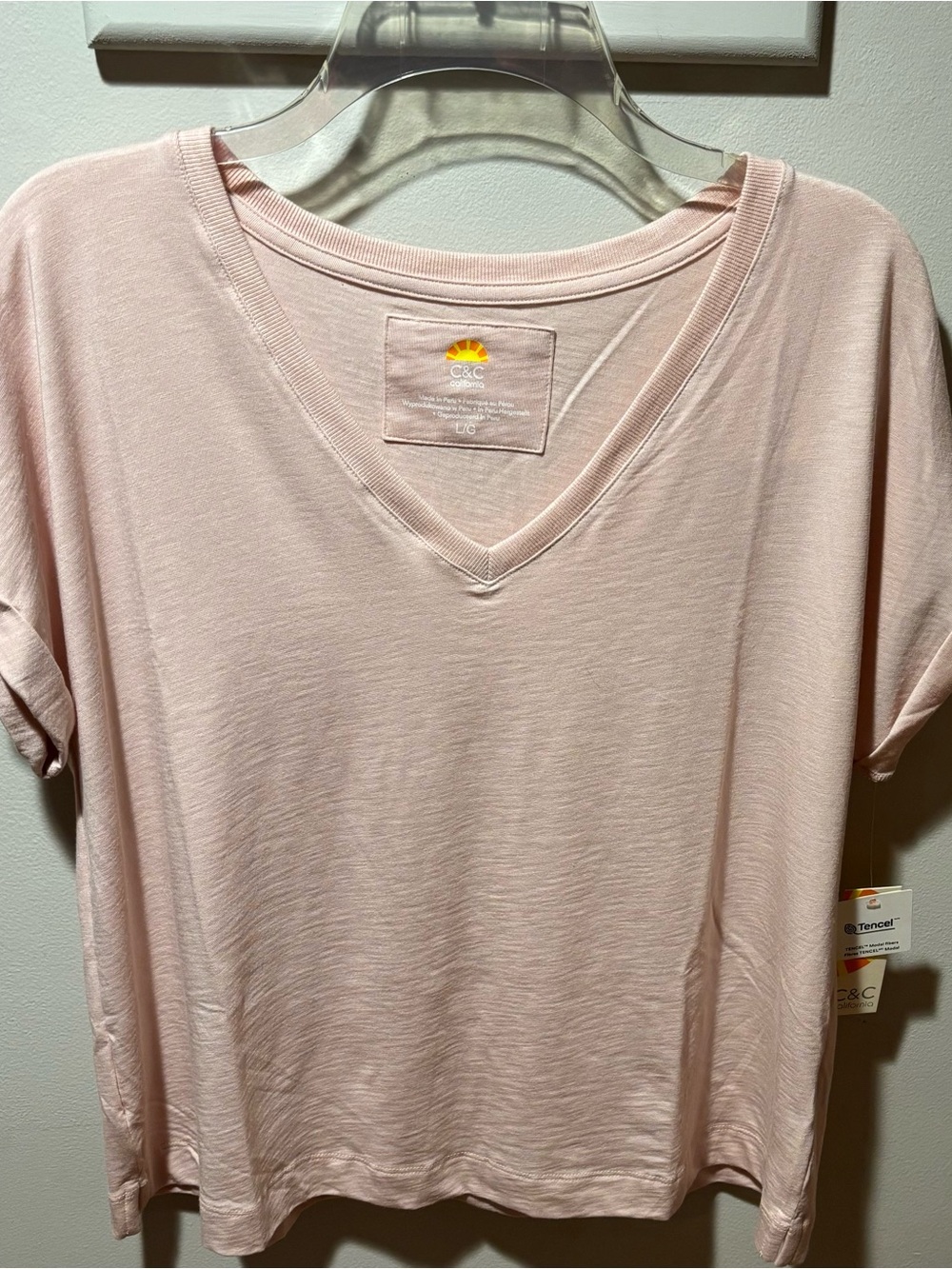 C&C California V-Neck Tee in Light Pink